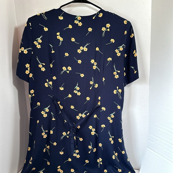 Jessica Howard navy blue and yellow floral button up maxi dress size 14 - Picture 7 of 9